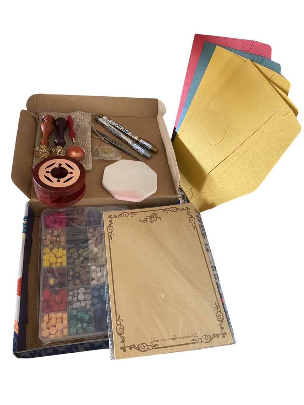 Complete Luxury Wax Seal Stamp Kit NIB stationary set Gift from Italy